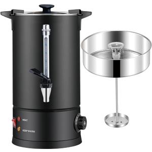 Commercial Coffee Urn 304 Grade Stainless Steel Percolate Coffee Pot Coffee Maker Hot Water Urn 1600W Hot Drink Dispenser for Catering, 8L 50-Cup