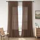 Nanspring Extra Long 120 Inch Curtains for Living Room Linen Farmhouse Light Filtering Elegant Semi Sheer Curtain Back Tab Floor to Ceiling High Window for Bedroom 52x120, 2 Panels Caramel Brown