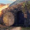 Empty Stone Tomb Photography Backdrop Crucifixion of Jesus Christ Holy Lights Cross Background God Bless Jesus Christian Pray Kids Adults Portraits Photo Studio Props Church Decor 7x5ft (Black_Brown)