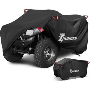 ATV Cover Outdoor Waterproof Windproof 4 Wheeler Cover Heavy Duty Ripstop UV Protects Four Wheeler from Sun Rain Snow, Quad Cover for Polaris Yamaha Suzuki Honda XXL (Black)