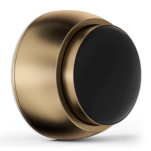 Door Stopper Wall Protector with Silicone Head, Aluminum Door Knob Wall Protector, Spring Shock Absorption Technology, 1.65" Door Stoppers for Wall, Adhesive Installation or with Screw, Bronze