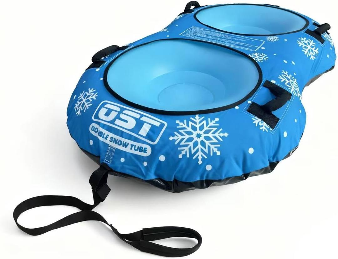 OST Inflatable Snow Tubes for Kids & Adults, Heavy Duty Snow Sled with Premium Canvas Cover, Smooth Bottom, Cold-Resistant PVC, Outdoor Sled Toys for Winter Fun