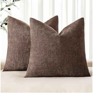 MIULEE 24x24 Inch Euro Chenille Throw Pillow Covers Set of 2 Soft Accent Taupe Grey Neutral Farmhouse Textured Cushion Covers for Bed Sofa Couch Bedroom Living Room