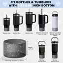 Accessories for Stanley Cup,2Pcs Silicone Flower Straw Cover Caps 10mm Glitter Black Straw Toppers,1Pcs Cute Handle Charm and 1Pcs Bling Silicone Boot Sleeve for Stanley 30&40oz Tumbler