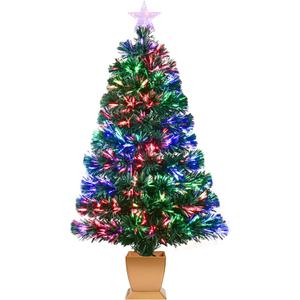 3ft Green Fiber Optic Christmas Tree,Pre-Lit Small Christmas Tree
