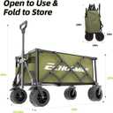 EchoSmile Collapsible Folding Wagon Cart with Compact Storage - 400Lbs Capacity All Terrain Utility Cart for Camping, Beach, Grocery, Garden,Green
