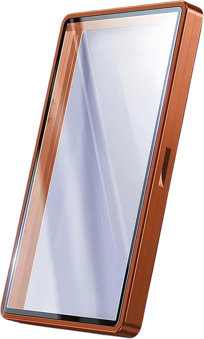 UV-Resistant Magnetic Metal Slab Case for 35pt PSA, BGS, CGC Graded Cards. High Alumina Glass, Multi-Point Magnetic Lock, Durable Metal Frame, Stackable Design, Orange