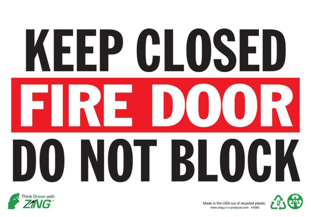 Zing Green Products 1083A Recycled Aluminum "Keep Closed Fire Door Do Not Block" Safety Sign, 10" Length, 7" Width