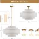 25.6" Modern Large Drum Chandelier, 6-Light Golden Light Fixture, 26in