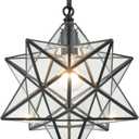 14'' Moravian Star Pendant Light Clear Glass Shade Hanging Star Lights with Adjustable Chain-E26 Dimmable Hanging Light for Kitchen Bedroom Entryway Foyer