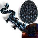 12.5" 3D Printed Crystal Dragon Glow-in-the-Dark Version, Dragon Egg, 3D Printed Animals, Toy Figure, Christmas Stocking Stuffers for Kids