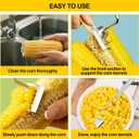 2 Pcs Stainless Steel Corn Peeler and Stripper Tool Set, Corn Stripper Cob Stripper Tool, Corn Stripper for Corn on the Cob Remover Tool Corn Thresher with Ergonomic Handle Kitchen Gadget