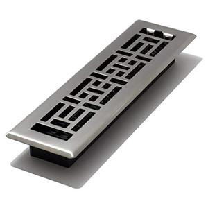 Decor Grates AJH212-NKL 2-Inch by 12-Inch Oriental Floor Register, Brushed Nickel