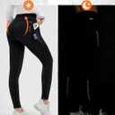 baleaf Women's Thermal Fleece Lined Leggings with Pockets Ankle Zip Reflective Water Resistant High Waisted Warm Snow Pants (Black)