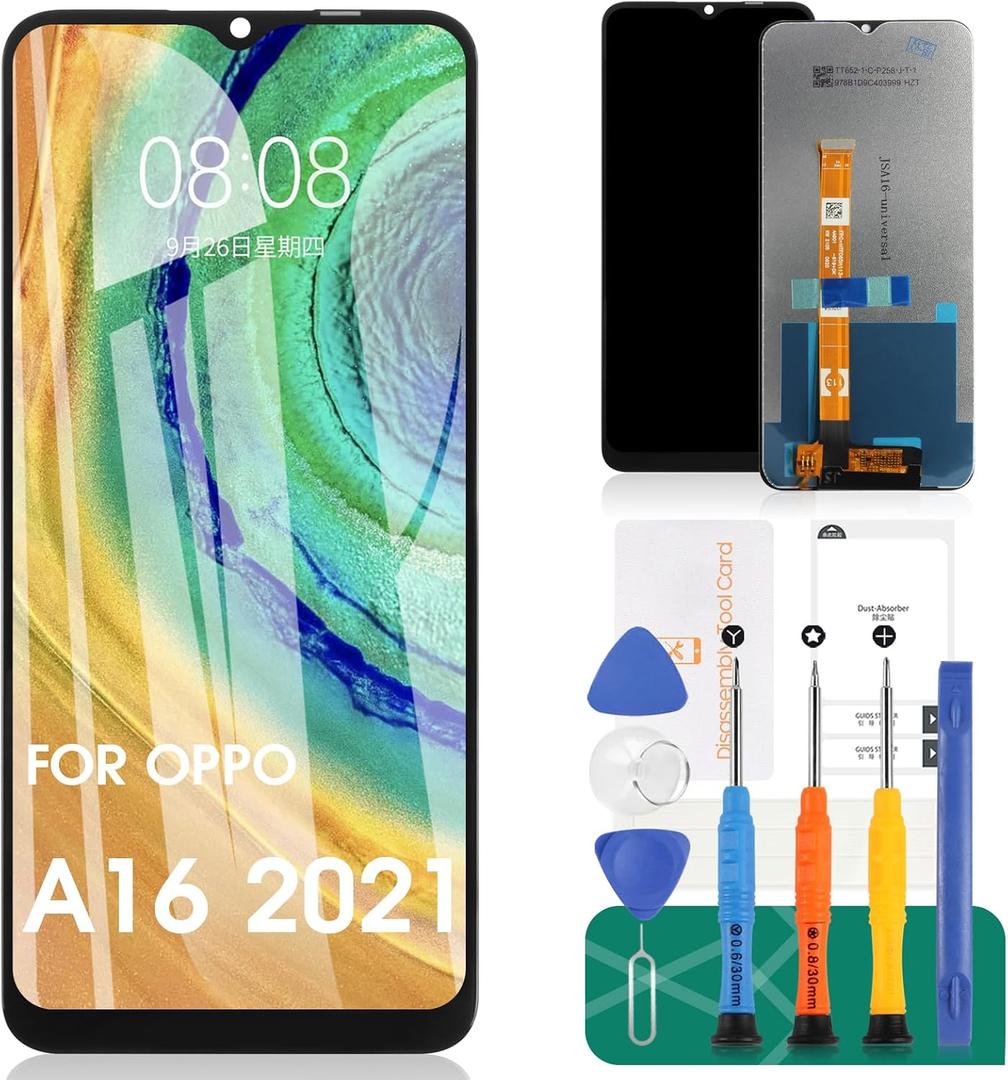 for Oppo A16 2021 LCD Screen for A16 2021 Screen Replacement A16 LCD Display CPH2269 Touch Digitizer Assembly Repair Kit(Black No Frame