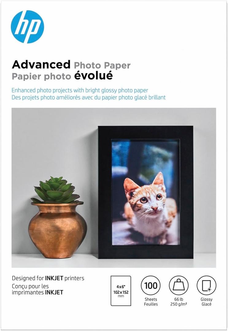 HP Advanced Photo Paper, Glossy, 4x6 in, 100 sheets