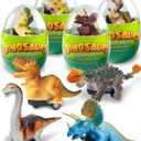Tonberless 4 Pack Dinosaur Pull Back Cars, Toddler Easter Basket Stuffers Gifts Party Favors, Prefilled Easter Eggs Fillers with Toys Inside Filled for Kids Teens Boys Girls