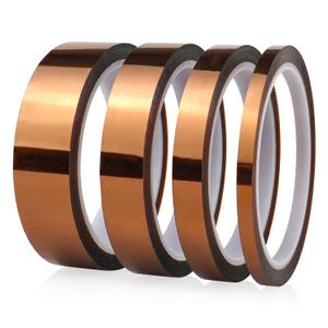 BOMEI PACK 4Pack 6/12/18/25mm x 108ft Polyimide Tape High-Temperature Resistant, No Residue Heat-Resistant Tape for Electric Task, 3D Printing, Soldering, Sublimation, Masking (33m)