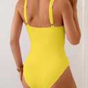 Eomenie Women's One Piece Swimsuit Slimming Tummy Control Bathing Suit Plunging V Neck Color Blocking 2025 Swimwear (Yellow)