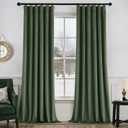 MIULEE Velvet Curtains 90 Inches Long 2 Panels Set for Bedroom, Pinch Pleat Back Tab Luxury Thermal Insulated Living Room Darkening Drapes Pleated Blackout Window Curtains with Hooks, Olive Green