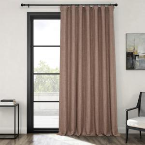 HPD Half Price Drapes - Faux Linen Curtains for Living Room (1 Panel) - 100W x 96L - Extra Wide Textured Room Darkening Curtains for Bedroom 96 Inches Long - Drapes for Home Decor, Dutch Cocoa