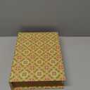 Deco 79 Canvas Decorative Box Storage Book Book Shaped Boxes with Arabesque Pattern and Gold Page Inspired Detail, Set of 3 Decorative Keepsake Boxes 12", 10", 8" H, Multi Colored