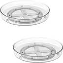 Food Grade BPA Free Clear Lazy Susan 2 Pack, 10.6 Inch Kitchen Cabinet Turntable Organizer, Refrigerator Storage Organizer, Spinning Storage Container for Fridge Pantry Bathroom