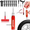 Richcat Tubeless Tire Puncture Repair Kit with Mushroom Plug, Repairs punctures and Flat Tires for Motorcycles, Cars, Trucks, ATVs and Tractors