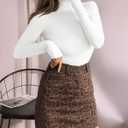 MANGOPOP Women's Mock Turtle Neck Long Sleeve Tops Bodysuit Jumpsuit (White, XL)