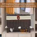 Honjourai Wicker Storage Basket with Lid,Rattan Shelf Basket with Removable Liner Bag,65L Storage Bin,Storage Trunk with Heightened Feet,Storage Container for Wardrobe,Home Organizer