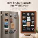 Magnet Board for Wall, 11.8 x 16.9 in Framed Magnetic Display Board for Fridge Magnets, Travel Souvenir Magnet Holder with 6 Background Papers, No-Drill Wood-Look MDF Frame Decor