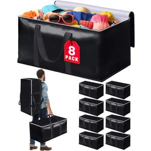 StoreHappily Heavy-Duty & Extra Capacity Moving Bags with Backpack Straps, Storage Totes with Double Zipper & Strong Handles, Packing Bags Alternative to Moving Boxes, Moving Supplies (8 Pack, Black)