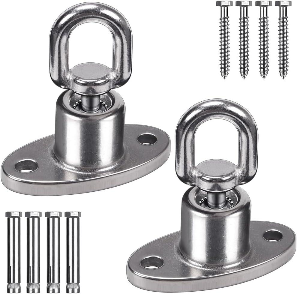 SELEWARE Silent Ball Bearing Swing Hangers, Heavy Duty 360° Rotate Swing Swivel Hook for Wooden Playground Yoga Hammock Chair Rope Punching Bag Porch Tire Web Swing Sets, 1200 Capacity, 2 Pack