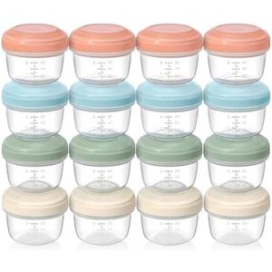 VITEVER [16 Pack] 4 oz Small Containers with Lids, Reusable Plastic Jars for Snack and Puree, Salad Dressing Container to Go, Deli Containers, Freezer Baby Food Containers, Dishwasher Safe, BPA Free