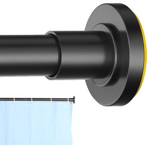 Thestoa Shower Curtain Rod Adjustable 43-78 inch, 1"Diameter Spring Tension Curtain Rod No Drill, Anti-Rust Non-Slip Shower Rod, Black Shower Curtain Rod for Bathroom Tension, Black, 43"- 78"