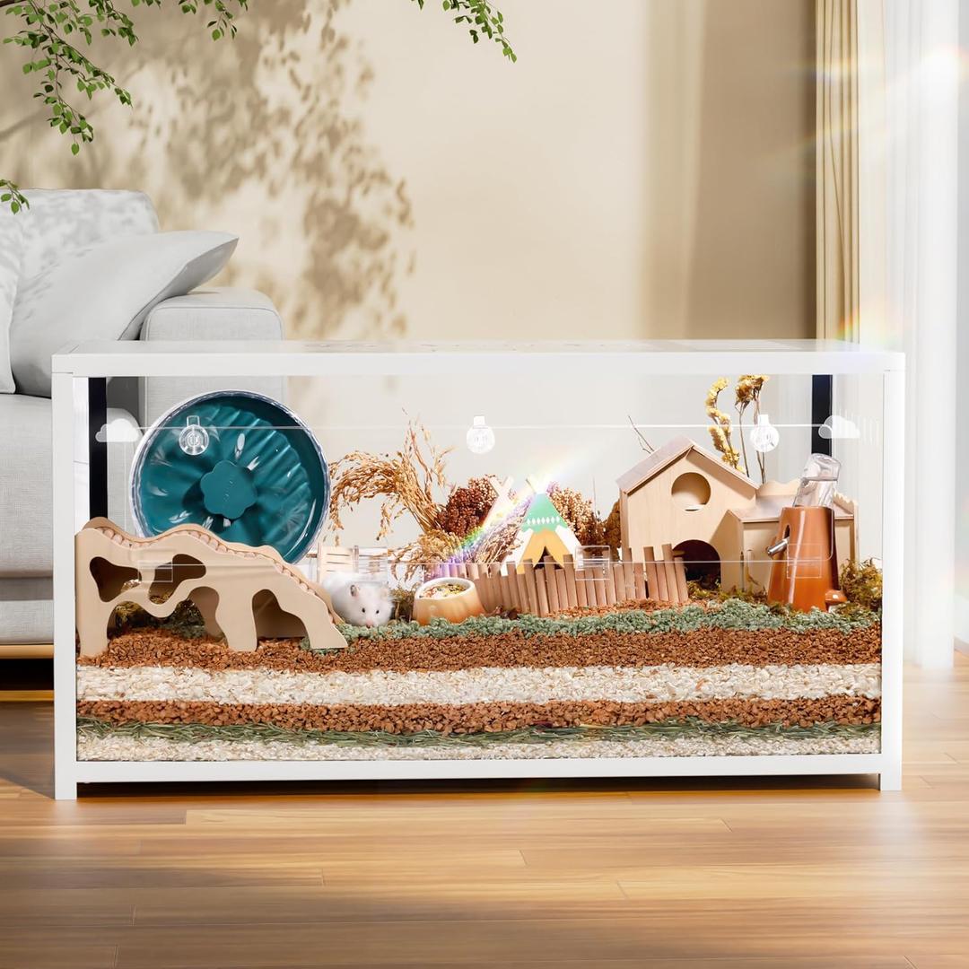 BUCATSTATE Hamster Cage Metal 2.0 - Large Hamster Enclosure Stackable with Top Access Easy Assemble 39.3L*19.7W*20.6H Inches Dwarf Syrian Hamster Tank for Gerbil, Mouse, Rat (774sq inch White)