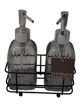 Urban Habitat Glass Hand and Soap Dispenser Set with Metal Pump