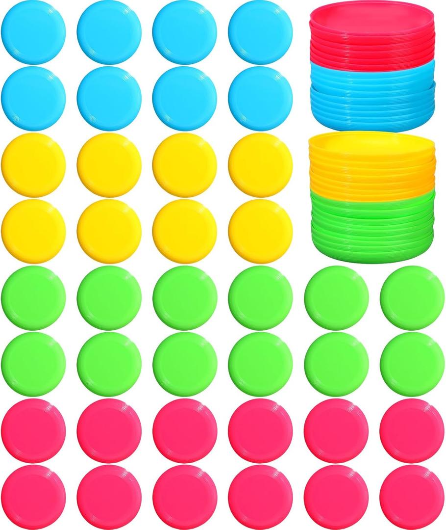 Hiboom Kids Flying Discs 3.4 Inch Mini Classic Flying Disks Bulk Soft Flyer Toy for Outdoor Pets Dog Yard Lawn Games Party Kindergarten Teaching Favors, 4 Colors