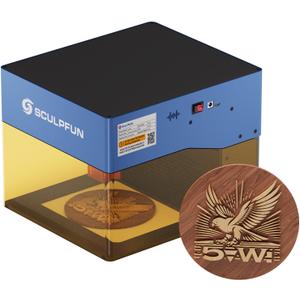 SCULPFUN iCube Pro 5W Laser Engraver, Laser Engraver and Cutter Machine with Smoke Filter Temperature Alarm, Portable Laser Engraving Machine for Wood, Metal and Acrylic, 130 x 130 mm