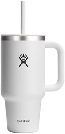 Hydro Flask 32 Oz Travel Tumbler with Handle, Lid and Straw - Insulated Stainless Steel in White