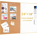 Okydoky Cork Board White Board Combo, 18" x 24" Magnetic Dry Erase Board/Bulletin Combination Board, Gold Aluminum Frame, Whiteboard & Corkboard(ZHBB-Gold-4560)