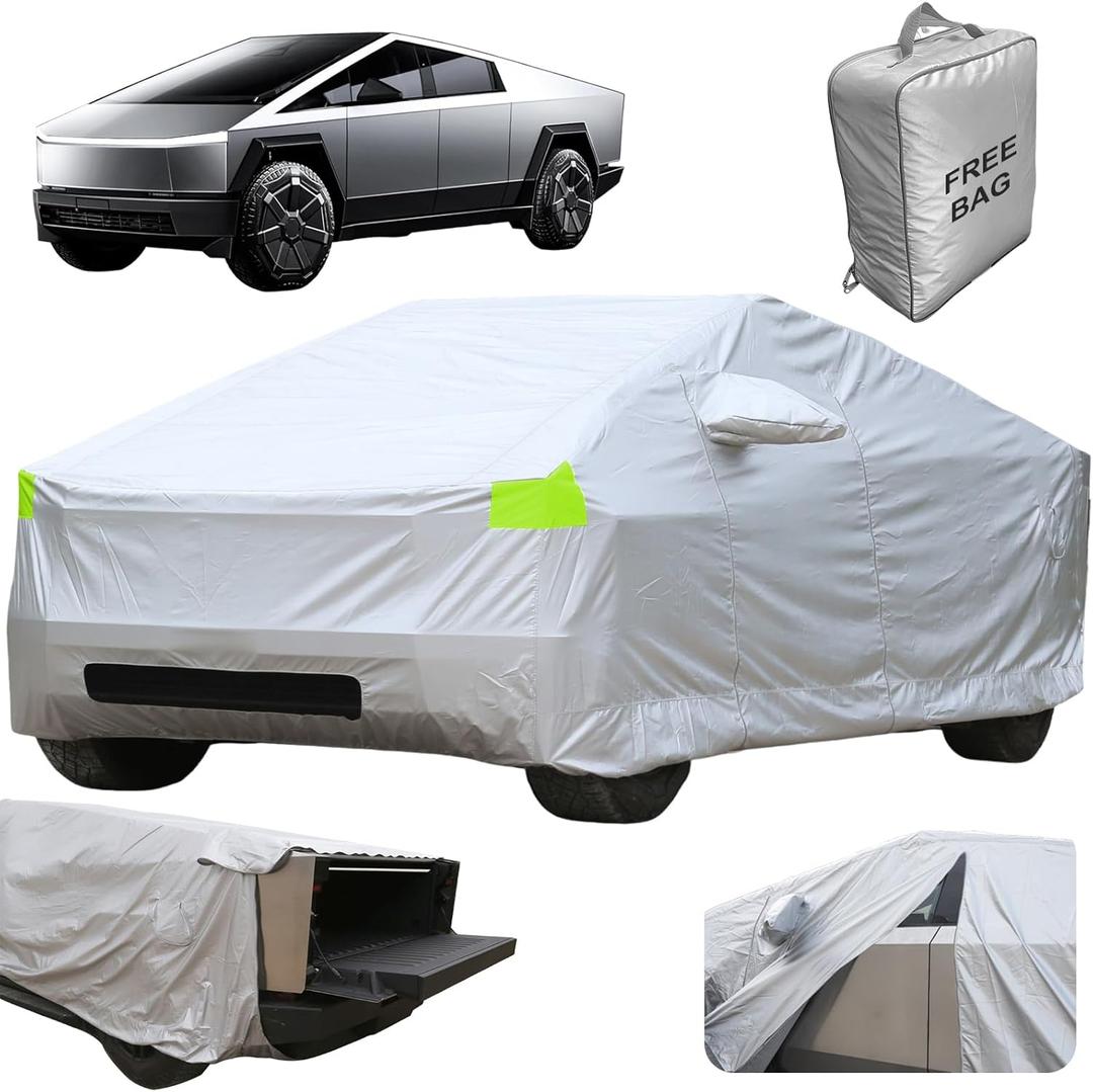 Car Cover for Tesla Cybertruck with Storage Bag and Windproof Bands, Outdoor Full Car Cover for All Weather, Fit for Cybertruck Accessories, UV Protection Snow Hail Protector Cover