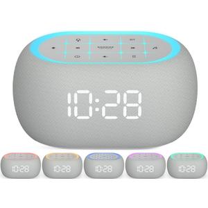 ANJANK White Noise Sound Machine Alarm Clock with Bluetooth Speaker, 21 Relaxing Sounds, 7 Night Lights,0-100% Dimmer/Sleep Timer/30-Level Volume Control,Sound Machine for Kids Adults Sleeping,Bedroom