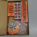 4 Pcs Fall Thanksgiving Decor for Home Blue Pumpkin Wooden Signs with Blessed Autumn Tiered Tray Decor Hello Fall Tabletop Centerpiece Maple Leaf Block Signs for Thanksgiving Office Kitchen Shelf