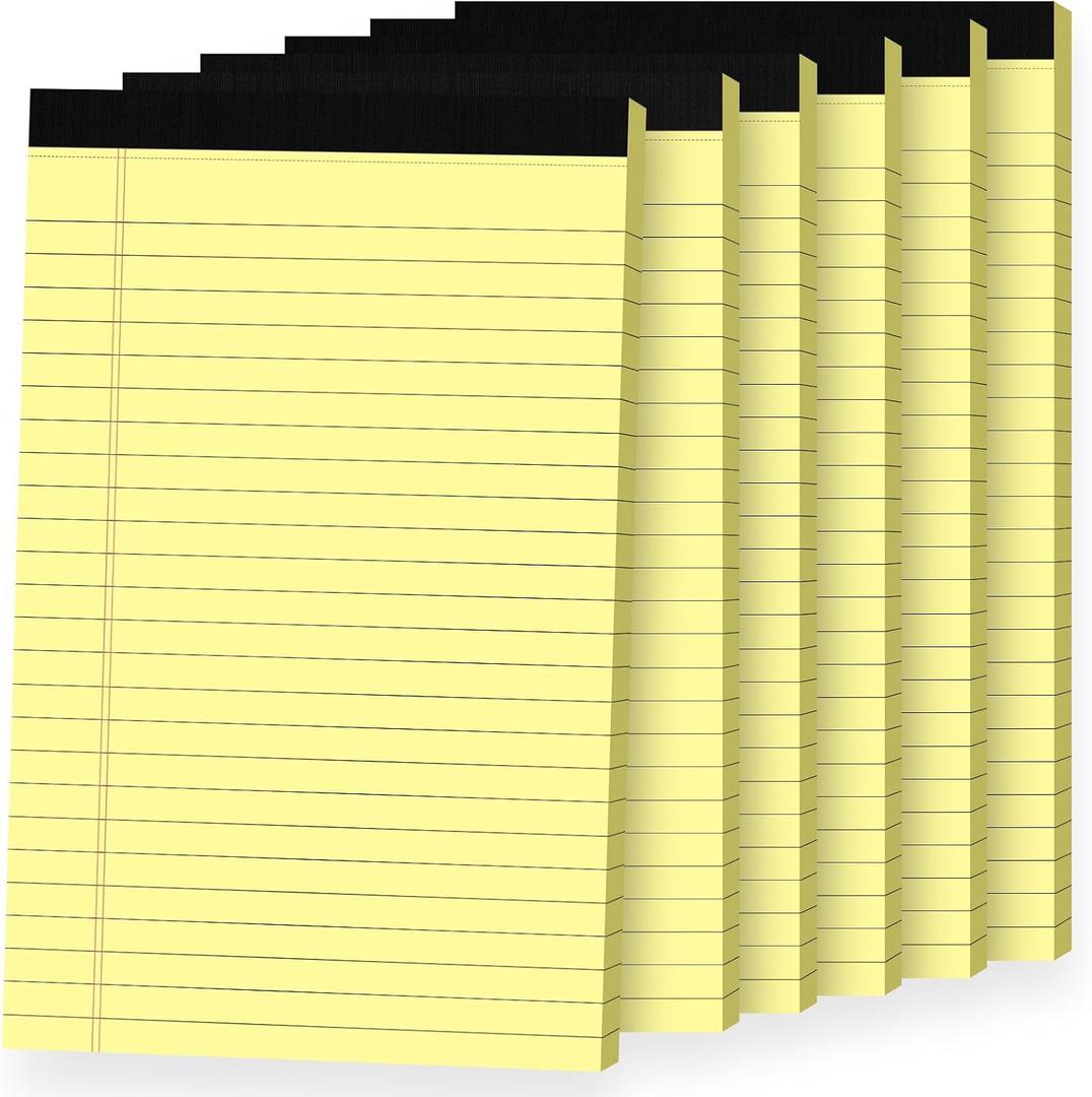6pcs Small Note Pads, Yellow Notepads 5x8 College Ruled Notebook, Writing Pads 5 x 8, Legal Pads, Pad Paper Perforate Notebooks for Work, Message, School, Office Supplies,30 Sheets/Pack