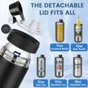 5-in-1 Insulated Can Cooler with Fizz Lid, 12 & 16 oz Slim Can Cooler for Beer&Soda, Stainless Steel Can Holder for Regular Universal Bottles (Black)