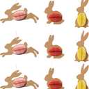 WDS WONDROUS 9-Piece Easter Bunny Hanging Ornaments Set, Rabbit with 3D Magnetic Honeycomb Paper Egg Ball, Interactive Paper Silhouette & Pastel Eggs for Tree Decor, Spring Easter Party Supplies Gift