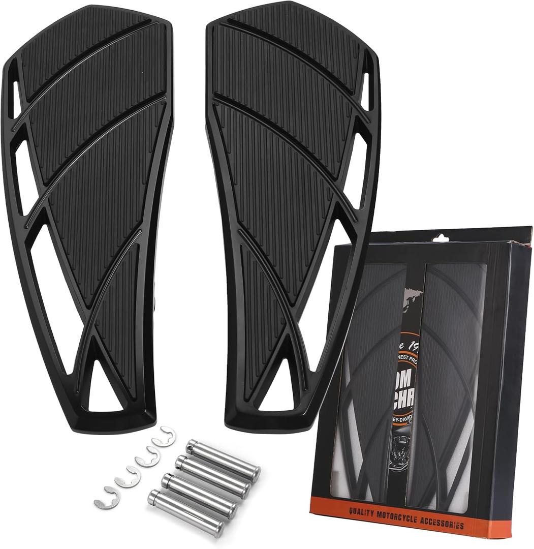 Motorcycle Floorboards Front Foot Pegs Footrest Fit for Harley Touring Road King Street Electra Glide Ultra 1986-2025 Softail 1986-2017 (Blackrider)