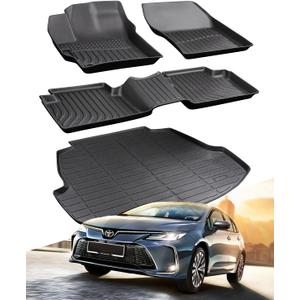 BAMACAR 2020-2025 2026 for Toyota Corolla Sedan Floor Mats Cargo Liner 4Pcs(Not for Hatchback and Cross), All Weather for Corolla Car Mat (Include Hybrid) Trunk Carpet 2021 2022 2023 Car Accessories