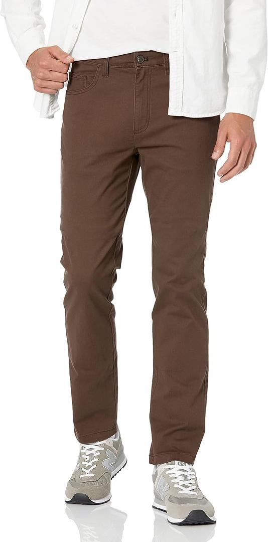 Amazon Essentials Men's Chino, Slim-Fit Pants with 5-Pockets, Comfort Stretch (Previously GoodThreads) (34W x 32L, Brown)